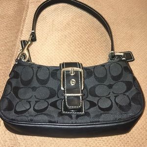 Coach Black Signature Demi buckle purse